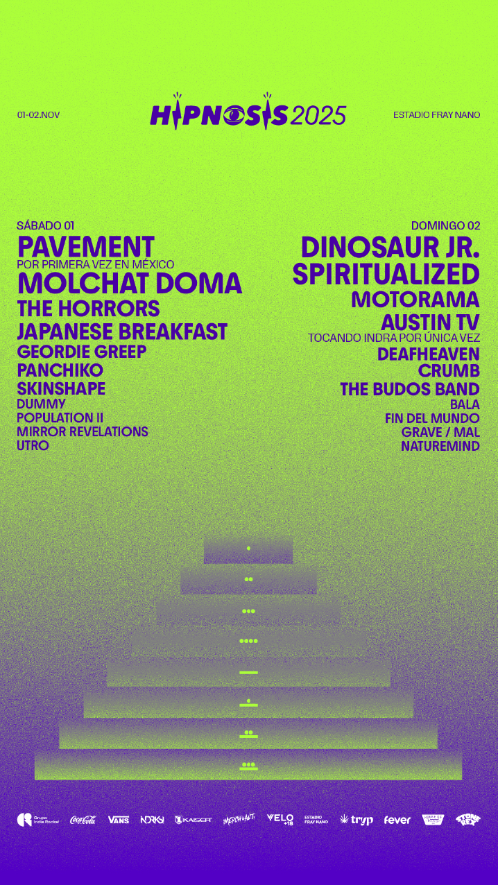 Cartel Festival Hipnosis 2025 - Pavement, Dinosaur Jr., Spiritualized, Molchat Doma, Japanese Breakfast, The Horrors - 1 y 2 de noviembre Estadio Fray Nano
